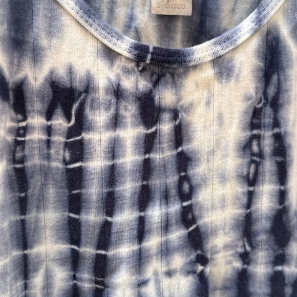 Vintage Sans Souci 90s Y2K Blue White Tie Dye Ripped Tank Top Size Small Cotton - Picture 4 of 5